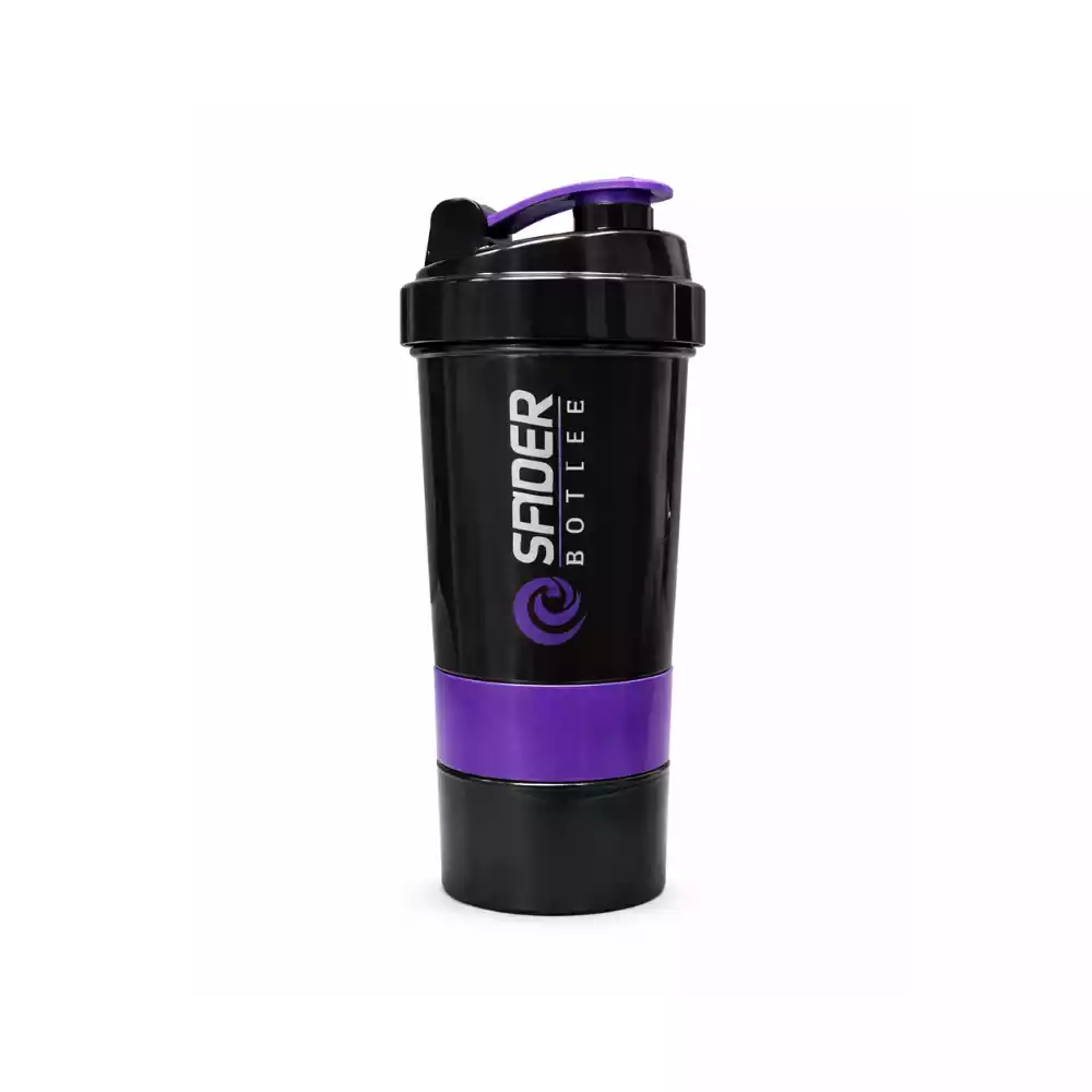 Spider Shaker Bottle 500ml , BLACK & PURPLE