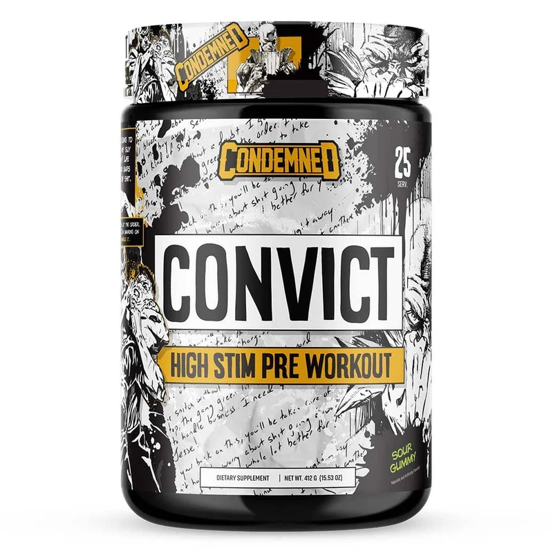 CONVICT PRE WORKOUT / SOUR GUMMY / 25 SERVING 438G /