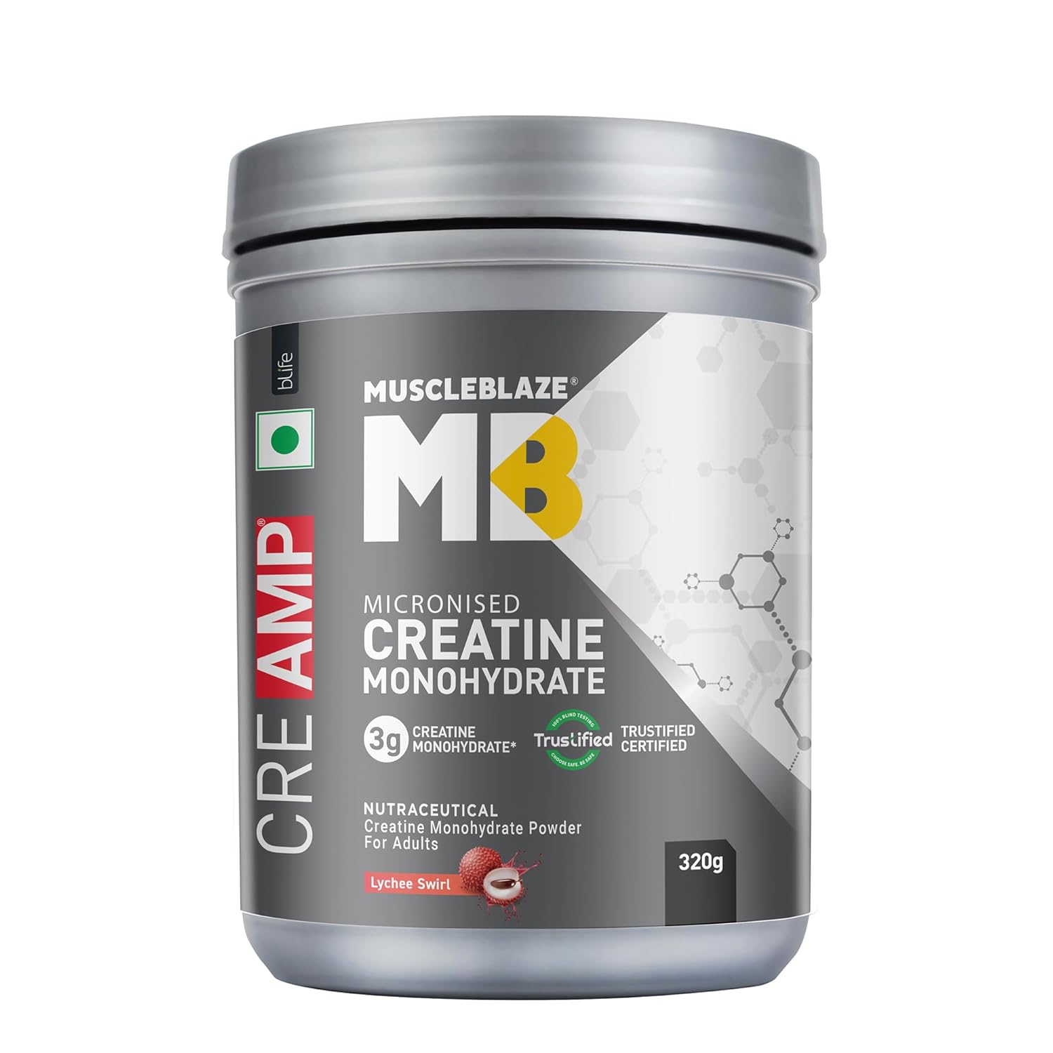MuscleBlaze Micronised Creatine Monohydrate JUCY SWIRL (80 Servings, 320g)