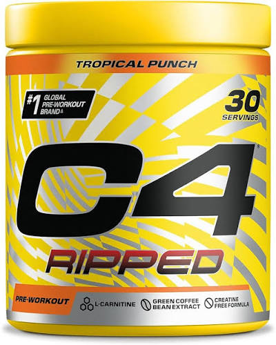 C4 Ripped Pre Workout Powder Tropical Punch 30 Servings | | Zero Sugar Pre Workout with 150mg Caffeine