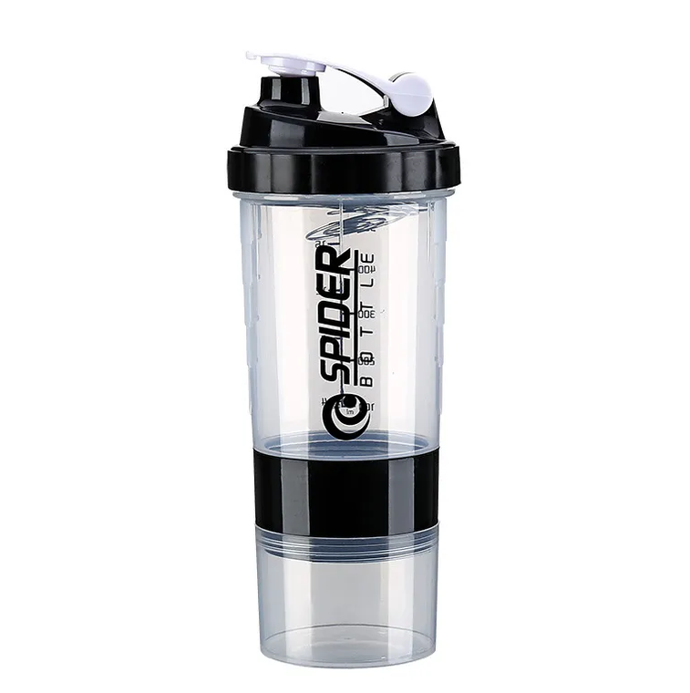 Spider Shaker Bottle 500ml , TRANSPARANT BLACK