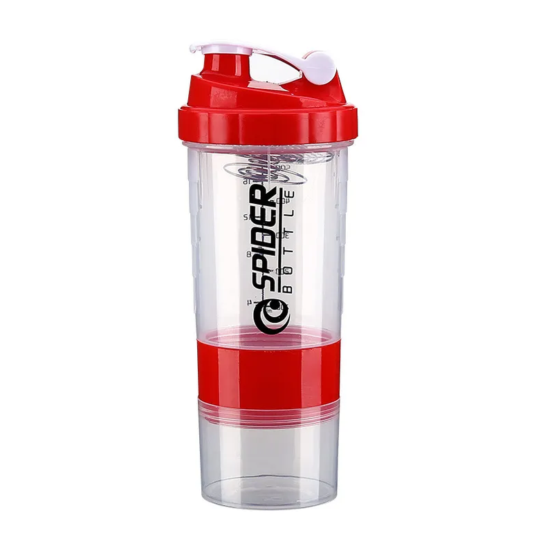 Spider Shaker Bottle 500ml , TRANSPARANT RED
