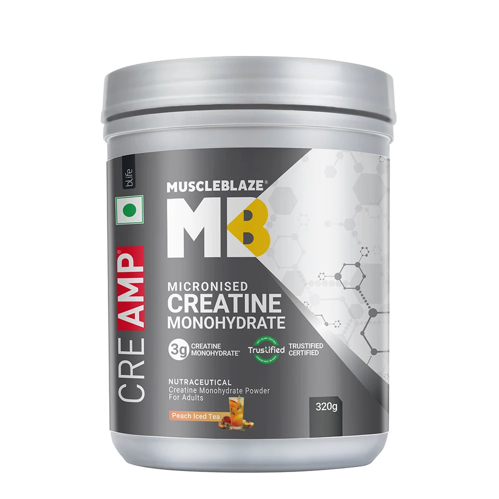 MuscleBlaze Micronised Creatine Monohydrate PEACH ICED TEA (80 Servings, 320g)