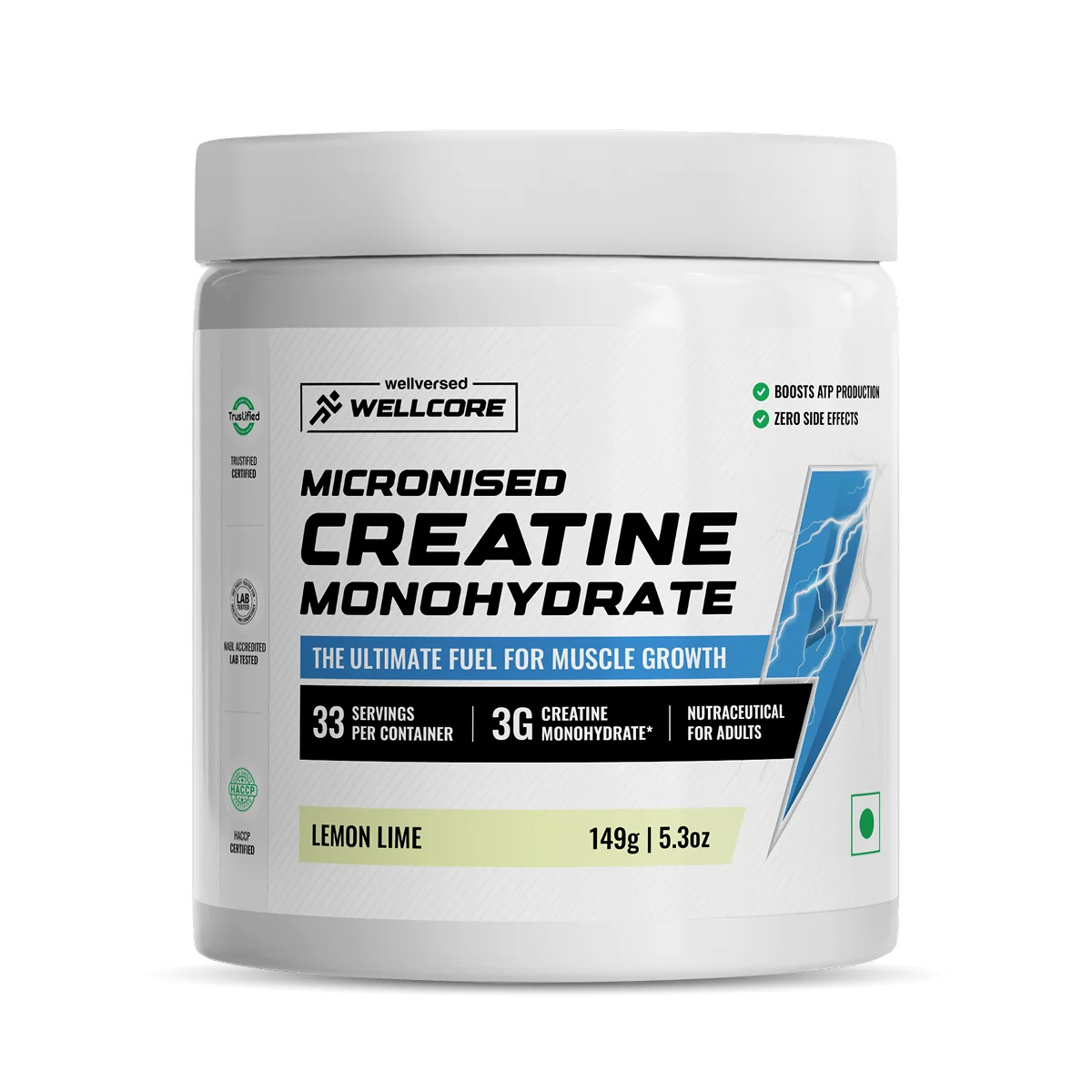 Wellcore - Pure Micronised Creatine Monohydrate | Lemon Lime (149g, 33 servings)