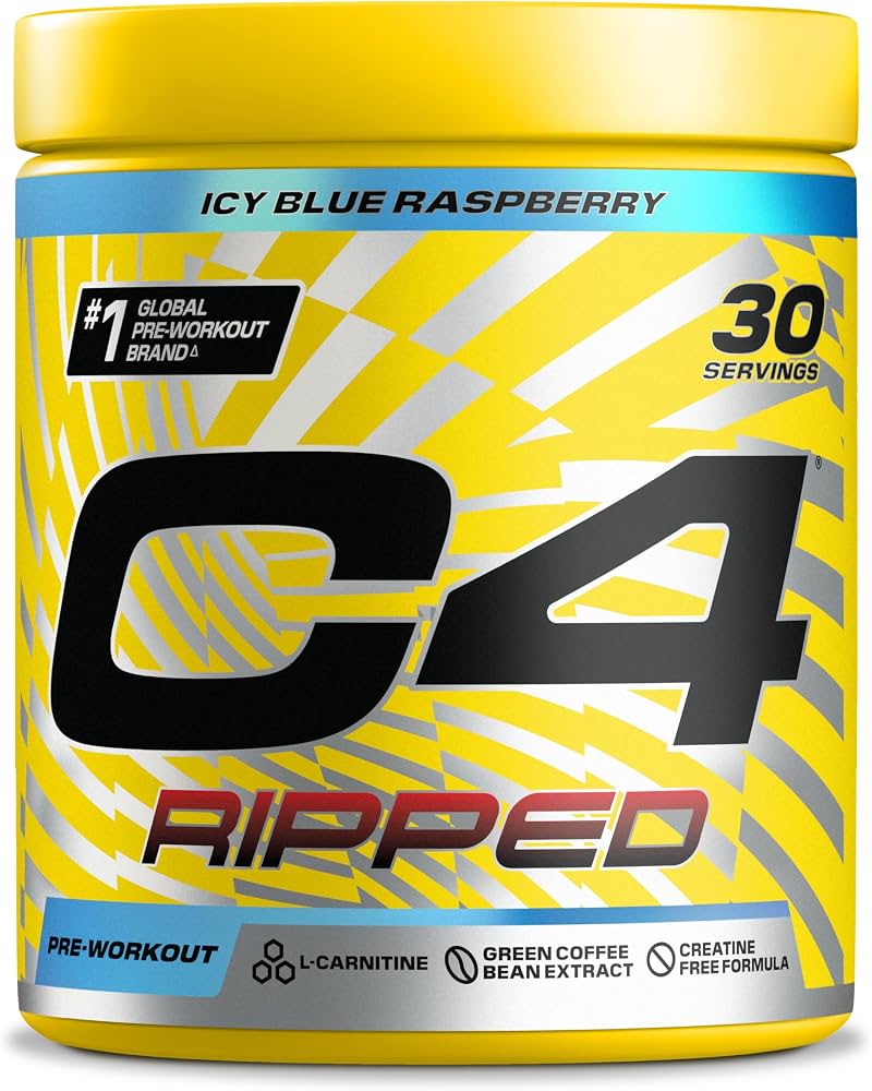 C4 Ripped Pre Workout Powder ICY Blue Raspberry 30 Servings