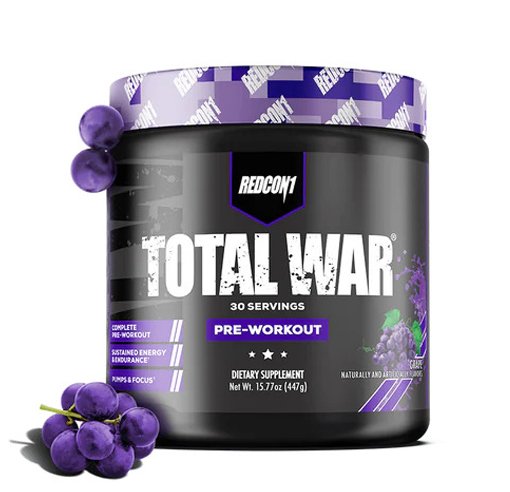 REDCON1 Total War Pre Workout Powder | GRAPE | 320mg Caffeine (30 Servings)