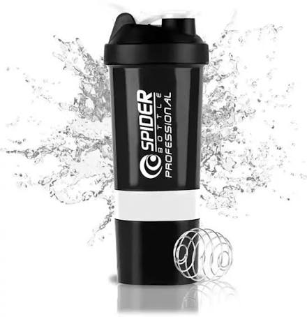 Spider Shaker Bottle 500ml , BLACK & WHITE