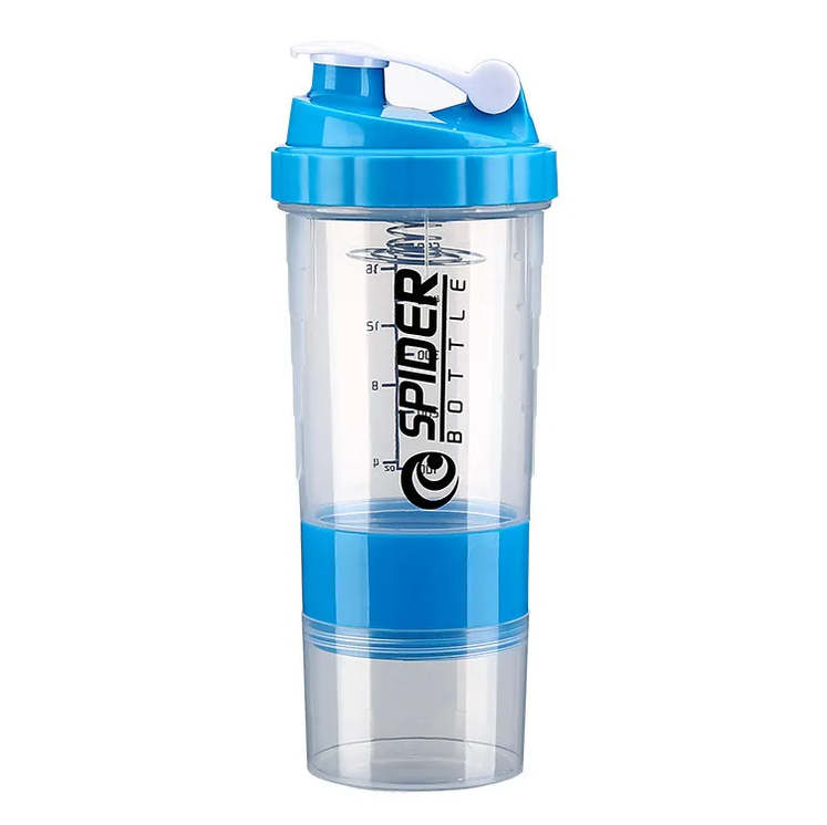 Spider Shaker Bottle 500ml , TRANSPARANT BLUE