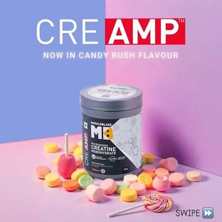 MuscleBlaze Micronised Creatine Monohydrate Powder, Candy Rush (80 Servings, 320g)